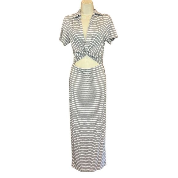 Favorite Daughter Cut Out Maxi T-Shirt Dress in Grey & White NWT Size Medium - Picture 2 of 6